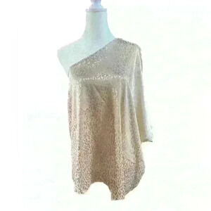 One Shoulder Leopard Satin Blouse